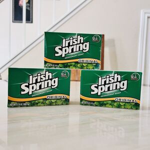 Lot of 3 Bars Irish Spring Deodorant Soap ORIGINAL 4 oz. No Flaxseed Oil SEALED